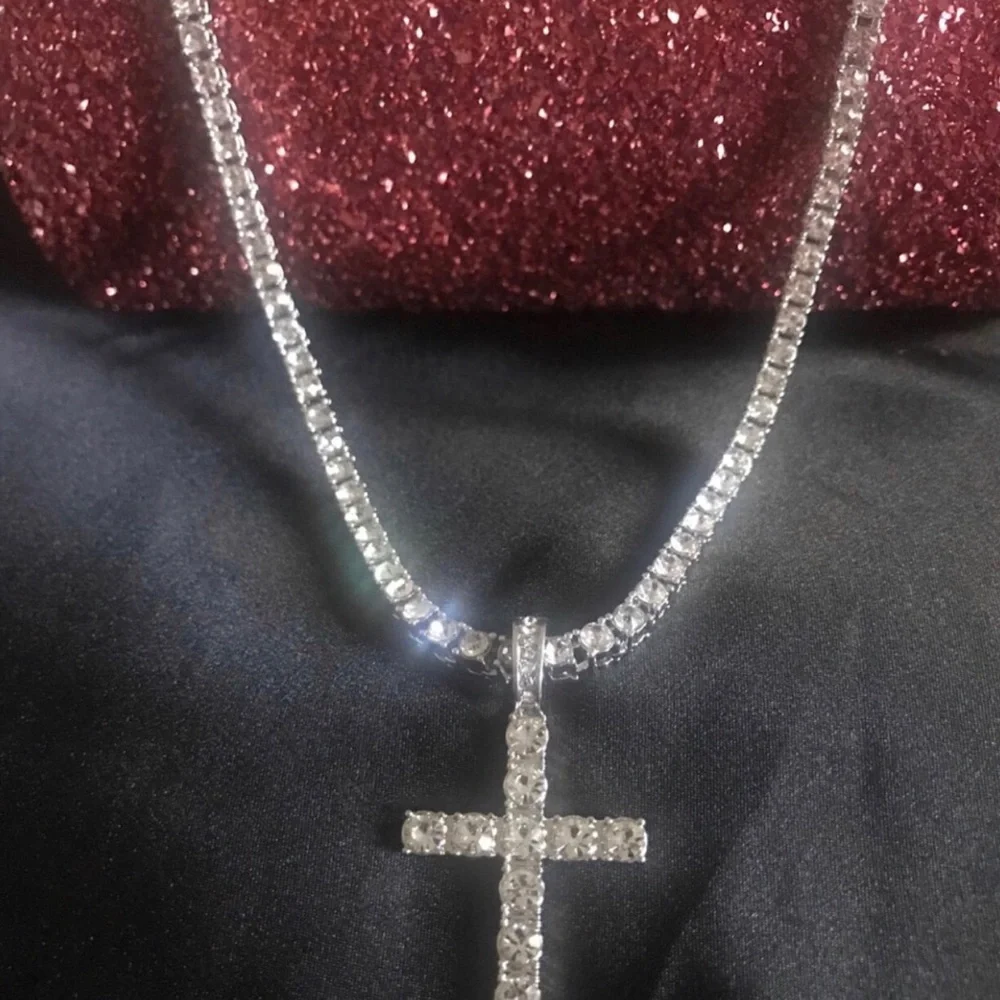 Full Crystal Cross Pendant Necklace
